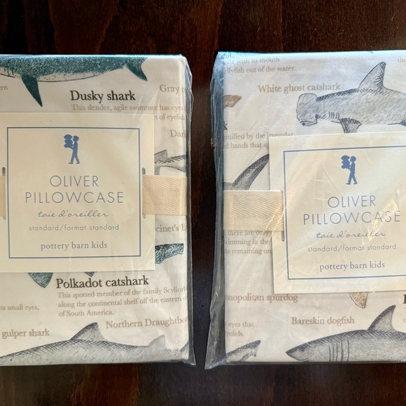 Pottery Barn Kids Ocean Shark Pillowcases (Set of Two - Standard Size) - Picture 1 of 5
